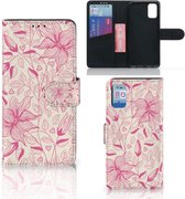 Telefoon Hoesje Geschikt voor Samsung Galaxy A41 Magnet Case Pink Flowers