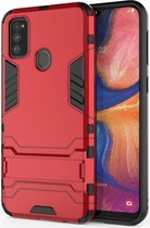 Samsung Galaxy M21 Hoesje Back Cover Met Kickstand Rood