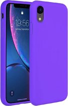 Silicone case geschikt voor Apple iPhone Xr - donkerpaars + glazen screen protector