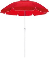 Rode strand parasol polyester 145 cm - Verstelbaar - Zonbescherming - Voordelige parasols
