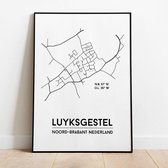 Luyksgestel city poster, A3 zonder lijst, plattegrond poster, woonplaatsposter, woonposter