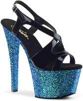 Pleaser Sandaal met enkelband, Paaldans schoenen -36 Shoes- SKY-330LG Paaldans schoenen Zwart/Blauw