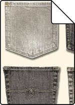 Proefstaal ESTAhome behang spijkerbroeken zakken grijs - 137740 - 26,5 x 21 cm