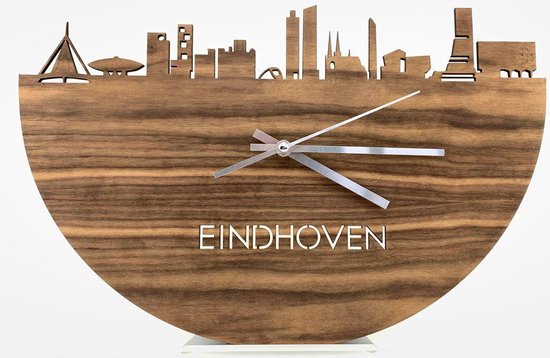 Skyline Klok Eindhoven Palissander hout - Ø 40 cm - Stil uurwerk - Wanddecoratie - Meer steden beschikbaar - Woonkamer idee - Woondecoratie - City Art - Steden kunst - Cadeau voor hem - Cadeau voor haar - Jubileum - Trouwerij - Housewarming -