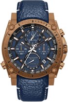 Bulova Precisionist 97B186 Horloge - Leer - Blauw - Ø 46 mm