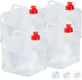 Relaxdays opvouwbare jerrycans - met kraantje - water jerrycan - watertank - 4 stuks - set - 5 Liter