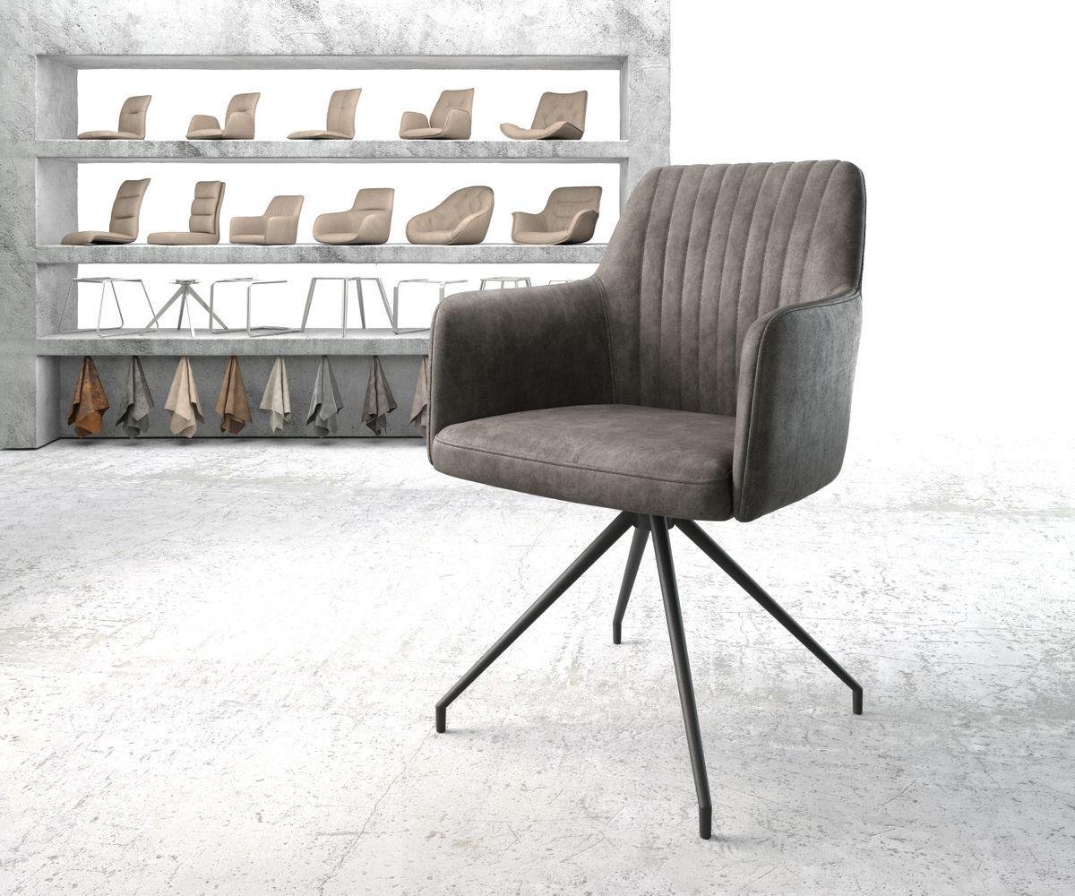 Gestoffeerde-stoel Greg-Flex kruisframe conisch zwart microvelours antraciet vintage pocketveer kern