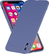 Siliconen hoesje met camera bescherming geschikt voor Apple iPhone X / Xs - lavendel grijs met Privacy Glas