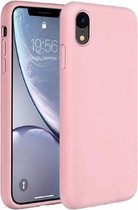 Silicone case geschikt voor Apple iPhone Xr - roze met Privacy Glas