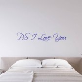 Muursticker P.S I Love You -  Donkerblauw -  160 x 30 cm  -  woonkamer  slaapkamer  engelse teksten  alle - Muursticker4Sale