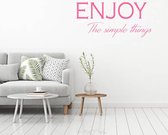 Muursticker Enjoy The Simple Things - Roze - 120 x 54 cm - slaapkamer woonkamer alle