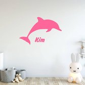 Muursticker Dolfijn Met Naam - Roze - 160 x 100 cm - baby en kinderkamer - naam stickers baby en kinderkamer - muursticker dieren baby en kinderkamer alle