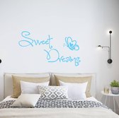 Muursticker Sweet Dreams Met Vlinder -  Lichtblauw -  160 x 91 cm  -  slaapkamer  engelse teksten  alle - Muursticker4Sale