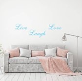 Muursticker Live Laugh Love -  Lichtblauw -  160 x 47 cm  -  woonkamer  slaapkamer  engelse teksten  alle - Muursticker4Sale