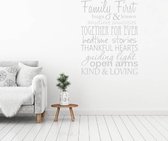 Muursticker Family First -  Zilver -  120 x 156 cm  -  woonkamer  engelse teksten  alle - Muursticker4Sale