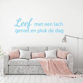 Muursticker Leef Met Een Lach Geniet En Pluk De Dag - Lichtblauw - 120 x 36 cm - woonkamer slaapkamer nederlandse teksten