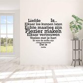 Muursticker Liefde Is.. In Hart Vorm -  Zwart -  140 x 110 cm  -  woonkamer  nederlandse teksten  slaapkamer  alle - Muursticker4Sale