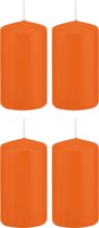 4x Oranje cilinderkaarsen/stompkaarsen 5 x 10 cm 23 branduren - Geurloze kaarsen oranje - Woondecoraties