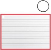 Verhaak Flashcard met clipring - A6 Papier -  Wit/rood - 50 Stuks -  10,5 x 14,8