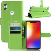 Litchi Texture horizontale flip lederen tas voor Motorola One (P30 Play), met houder en kaartsleuven en portemonnee (groen)