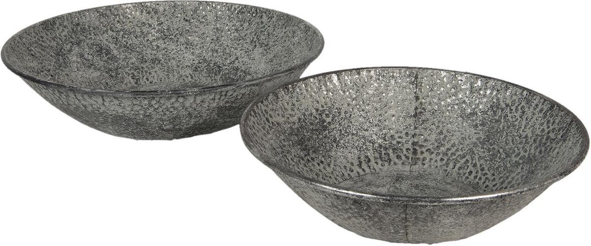 Clayre & Eef Decoratie schaal Set van 2 Grijs Metaal