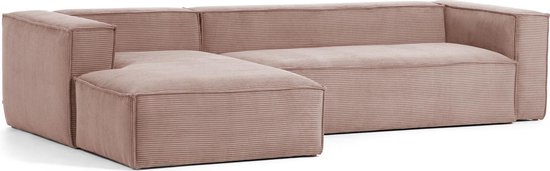 Kave Home - 4-zitsbank Blok roze corduroy met chaise longue links 330 cm