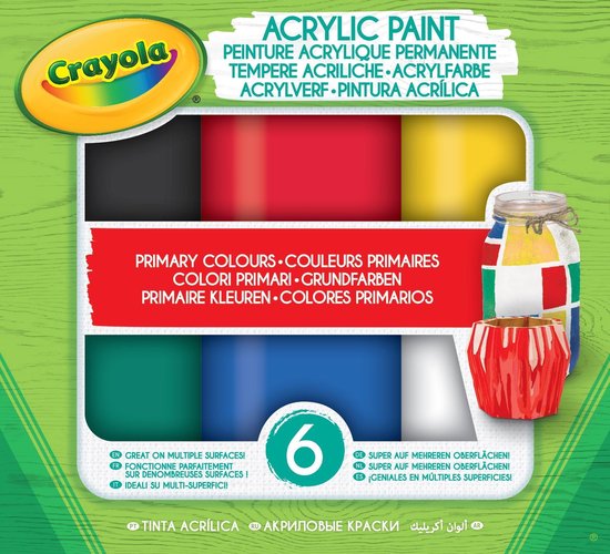 Teintes primaires de peinture acrylique Crayola - 6pcs.