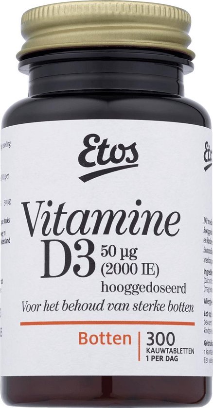 Vruchtbaar Ontoegankelijk Op tijd Etos Vitamine D3 - voor behoud van sterke botten - 300 Kauwtabletten |  bol.com