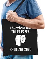 I survived the toilet papier shortage 2020 zwart voor heren - fun  tasje / shopper