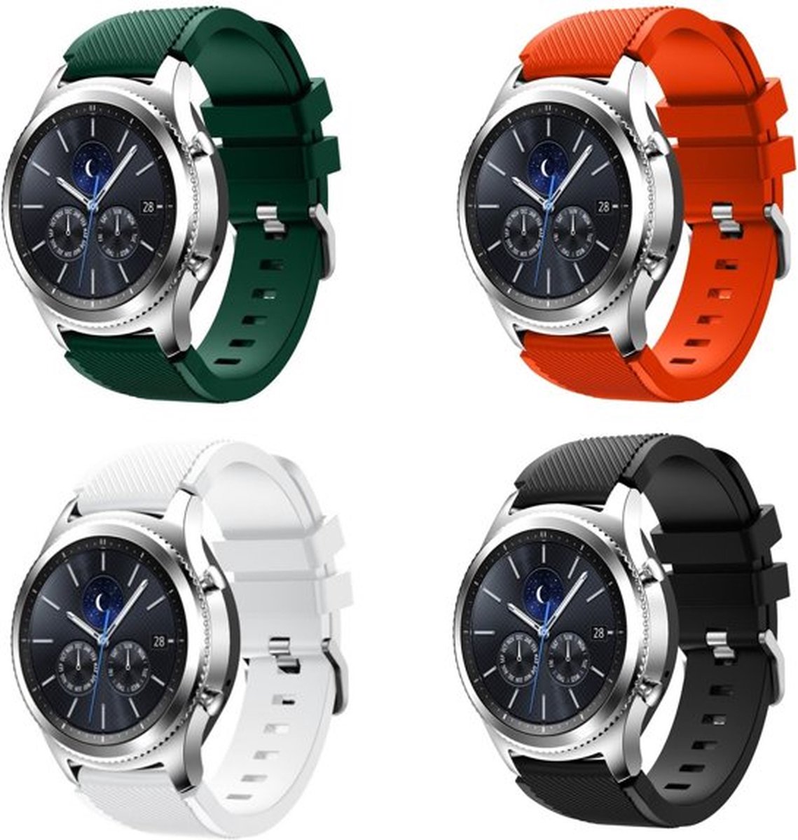 Sportbandje geschikt voor Samsung Gear S3 & Galaxy Watch 46mm 4-pack