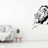 Muursticker Leeuw Met Welp - Zwart - 54 x 80 cm - slaapkamer woonkamer dieren