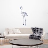 Muursticker Flamingo -  Donkerblauw -  35 x 80 cm  -  slaapkamer  woonkamer  dieren - Muursticker4Sale