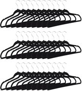 Relaxdays 30x kledinghanger zwart - antislip - kleerhanger - broekhanger - fluweeel