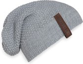 Knit Factory Coco Gebreide Muts Heren & Dames - Sloppy Beanie hat - Licht Grijs - Warme lichtgrijze Wintermuts - Unisex - One Size