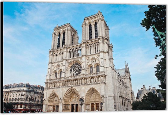 Dibond –Notre-Dame in Parijs– 150x100 Foto op Aluminium (Wanddecoratie van metaal)
