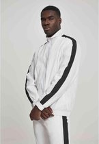 Urban Classics Trainings jacket -S- Striped Sleeve Crinkle Wit/Zwart