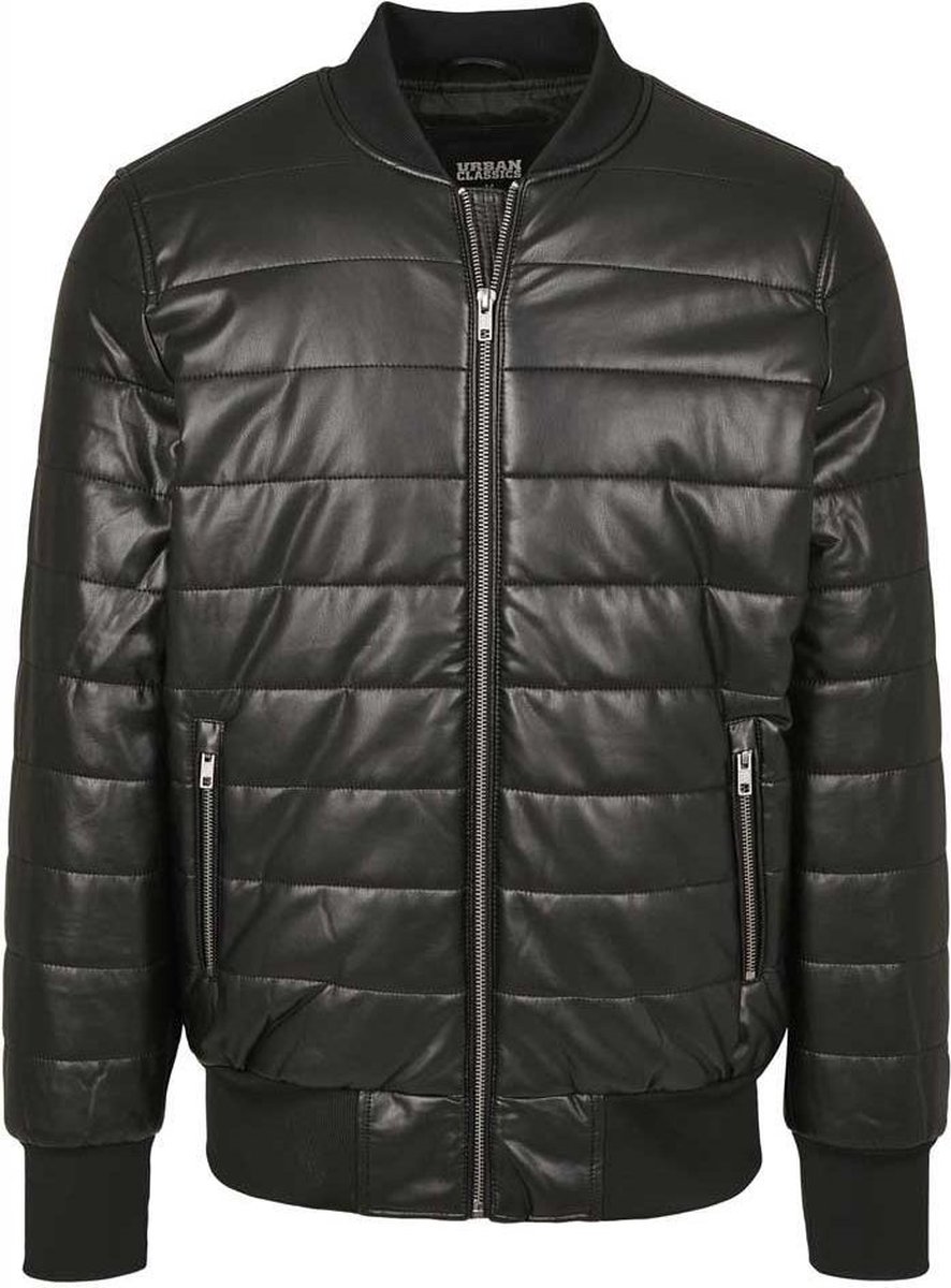 Urban Classics Bomber jacket -XXL- Faux Leather Bubble Zwart