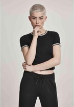 Urban Classics Crop top -L- Short Mulitcolor Rib Zwart