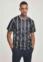 Urban Classics Heren Tshirt -XL- Thin Vertical Stripes AOP Blauw