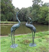Tuinbeeld - bronzen beeld - Kraanvogel fontein (rechts) - 153 cm hoog