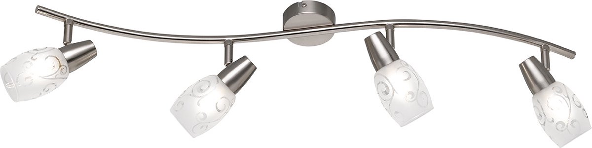 LED Plafondspot - Plafondverlichting - Trion Kalora - E14 Fitting - 4-lichts - Rechthoek - Mat Nikkel - Aluminium