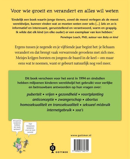 Boek "Voor wie groeit en verandert en alles wil weten" met lijst van onderwerpen zoals puberteit, verkering en anticonceptie.