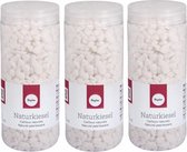 3x stuks kokers met witte decoratie steentjes kiezel 475 ml - Hobby decoratie stenen