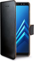 Celly - Samsung Galaxy A8 Plus - (2018) Wally Bookcase Black - Openklap Hoesje Samsung Galaxy A8 - Samsung Case Black