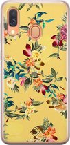 Samsung A40 hoesje siliconen - Floral days | Samsung Galaxy A40 case | geel | TPU backcover transparant