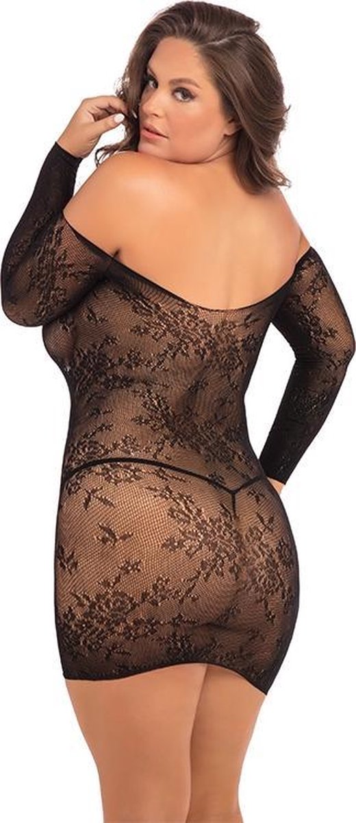 Kanten Offshoulder jurkje René Rofé zwart - XL/2XL