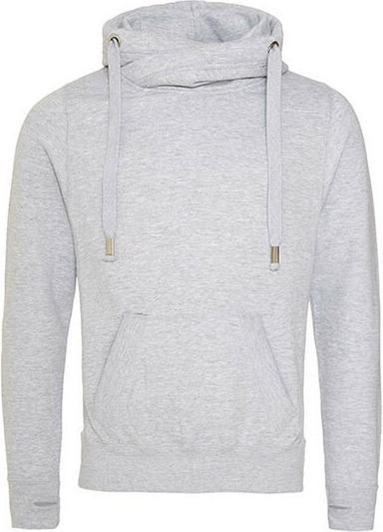 Cross Neck Hoodie  Unisex  Normal fit Heather Grey maat L