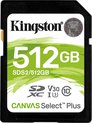 Kingston Canvas Select Plus - Flashgeheugenkaart - 512 GB - Video Class V30 / UHS-I U3 / Class10 - SDXC UHS-I
