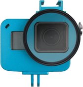 Behuizing Shell CNC aluminium kooi met verzekeringsframe en 52 mm UV-lens voor GoPro HERO7 zwart / 6/5 (blauw)