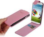 Pure Color Verticale Flip Leather Case met Credit Card Slot voor Galaxy S IV / i9500 (Roze)